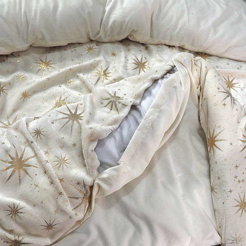 Sengesett Fleece Stars Cream