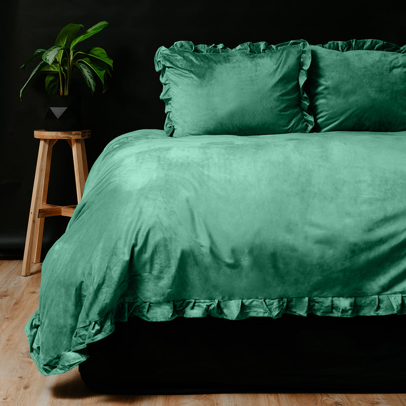 Sengesett Velvet Ruffles Green