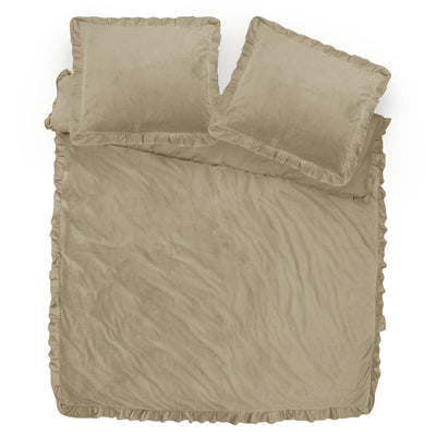 Sengesett Velvet Ruffles Taupe